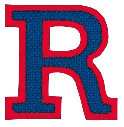 Nažehlovací vyšívané písmenko R - modré výška 3 cm